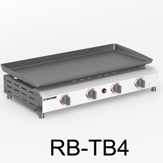 Portable 4 Burners Gas Grill in Silver with Griddle Flat Top