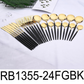 24 PC Classic Gold Cutlery w/ Black Handle Set
