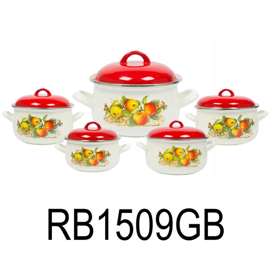 10 PC Apple Enamel Stock Pot Set