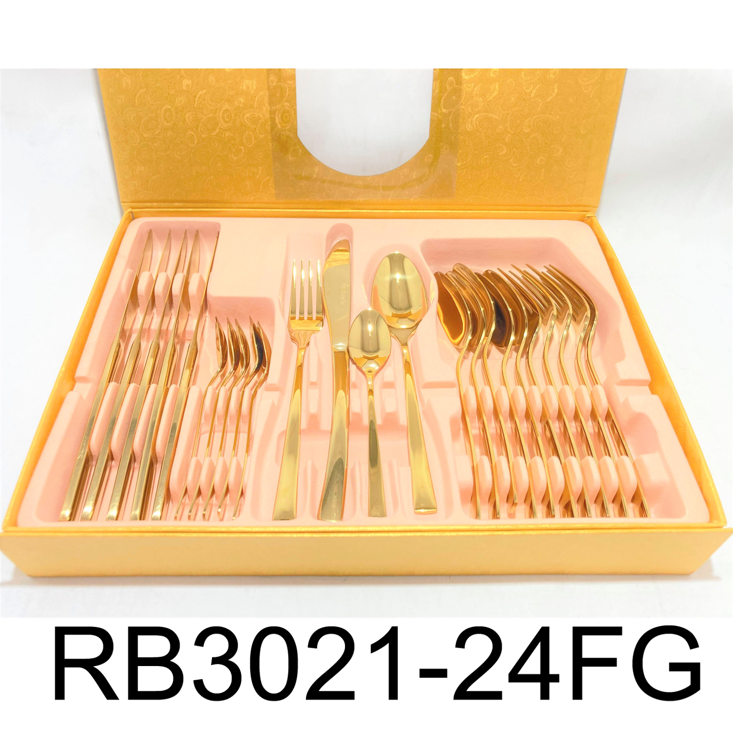 24 PC Classic Stainless Steel Gold Cutlery Set