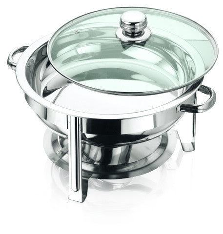 8.5 QT Round Stainless Steel Chafing With Glass Lid