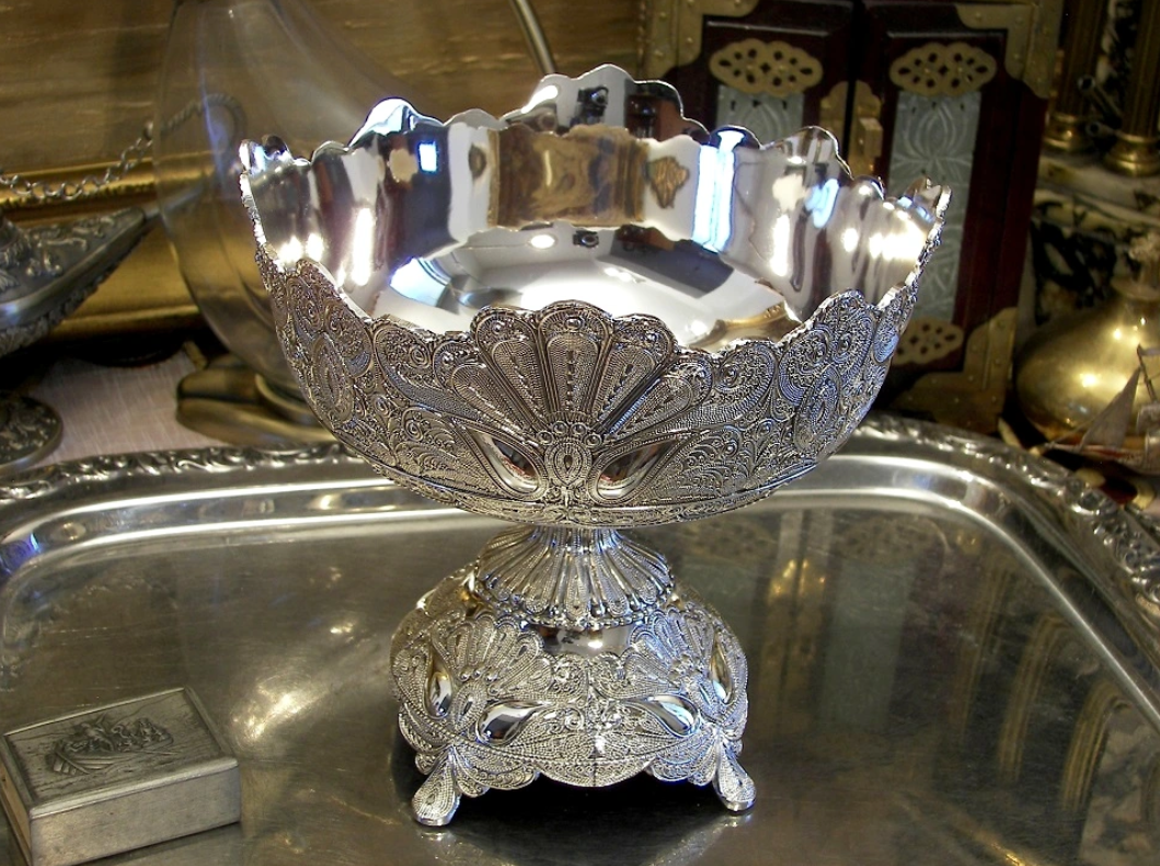 Larger Silver Plated Metal Fruit Bowl