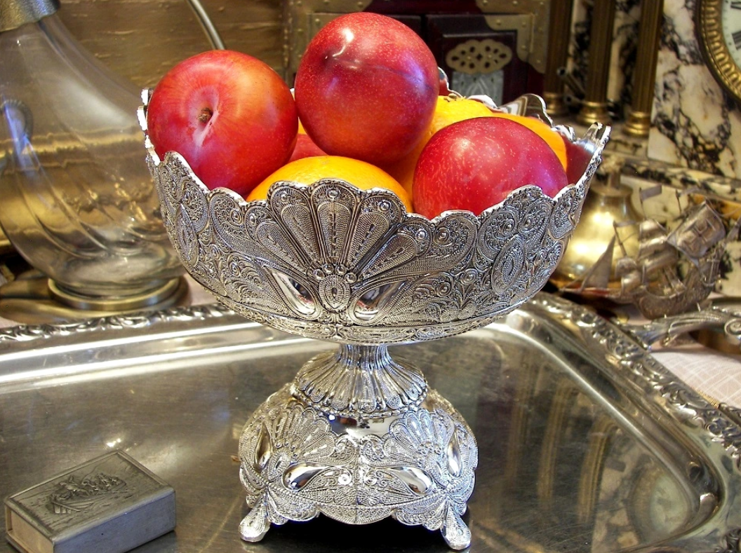 Larger Silver Plated Metal Fruit Bowl