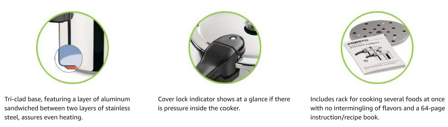 8 QT Aluminum Presto Pressure Cooker