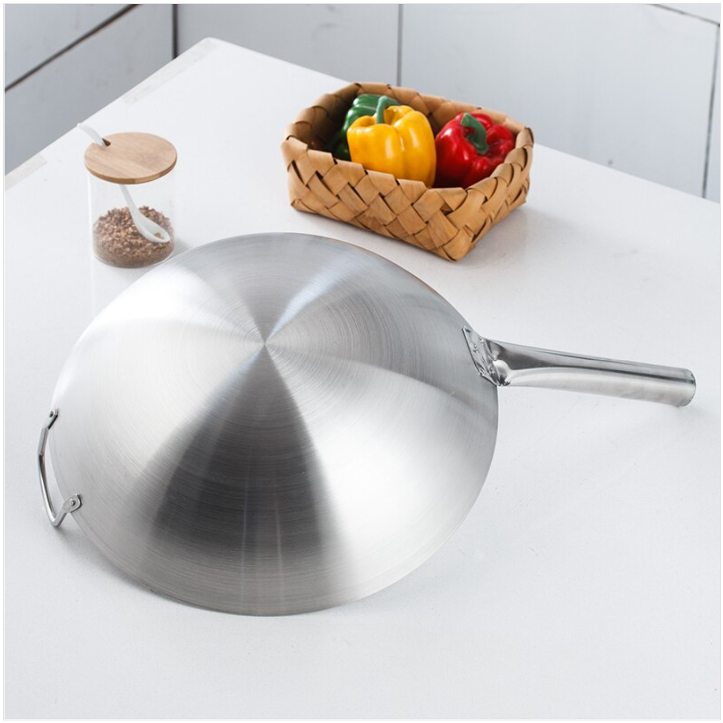 30cm Stainless Steel Wok Pan With Long & Short Handles