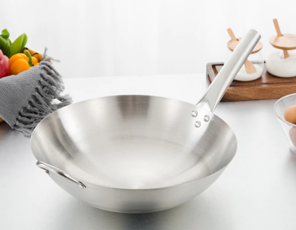 26cm Stainless Steel Wok Pan With Long & Short Handles