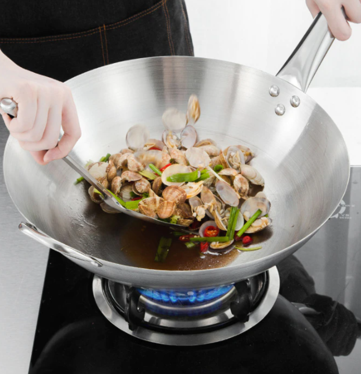 26cm Stainless Steel Wok Pan With Long & Short Handles