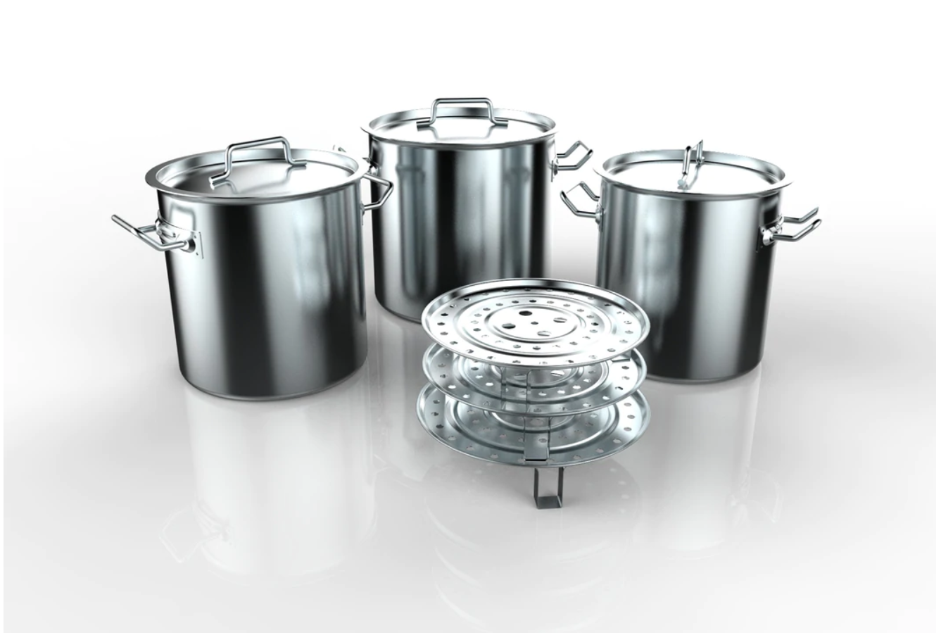 3 PC Big Size Stainless Steel Tamales Stockpot with Steamer Rack