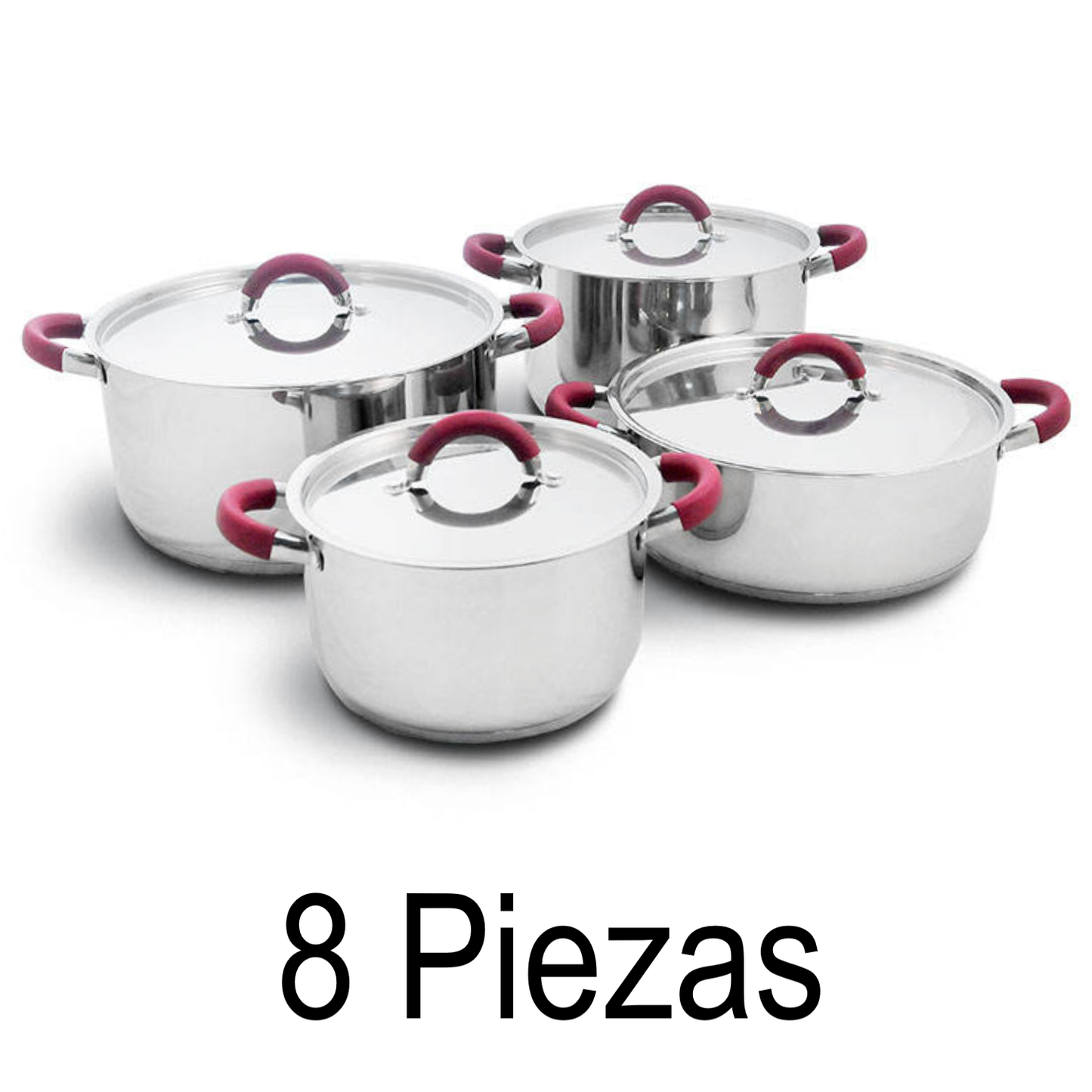 8 PC Stainless Steel Cookware Set With Silicone Handle