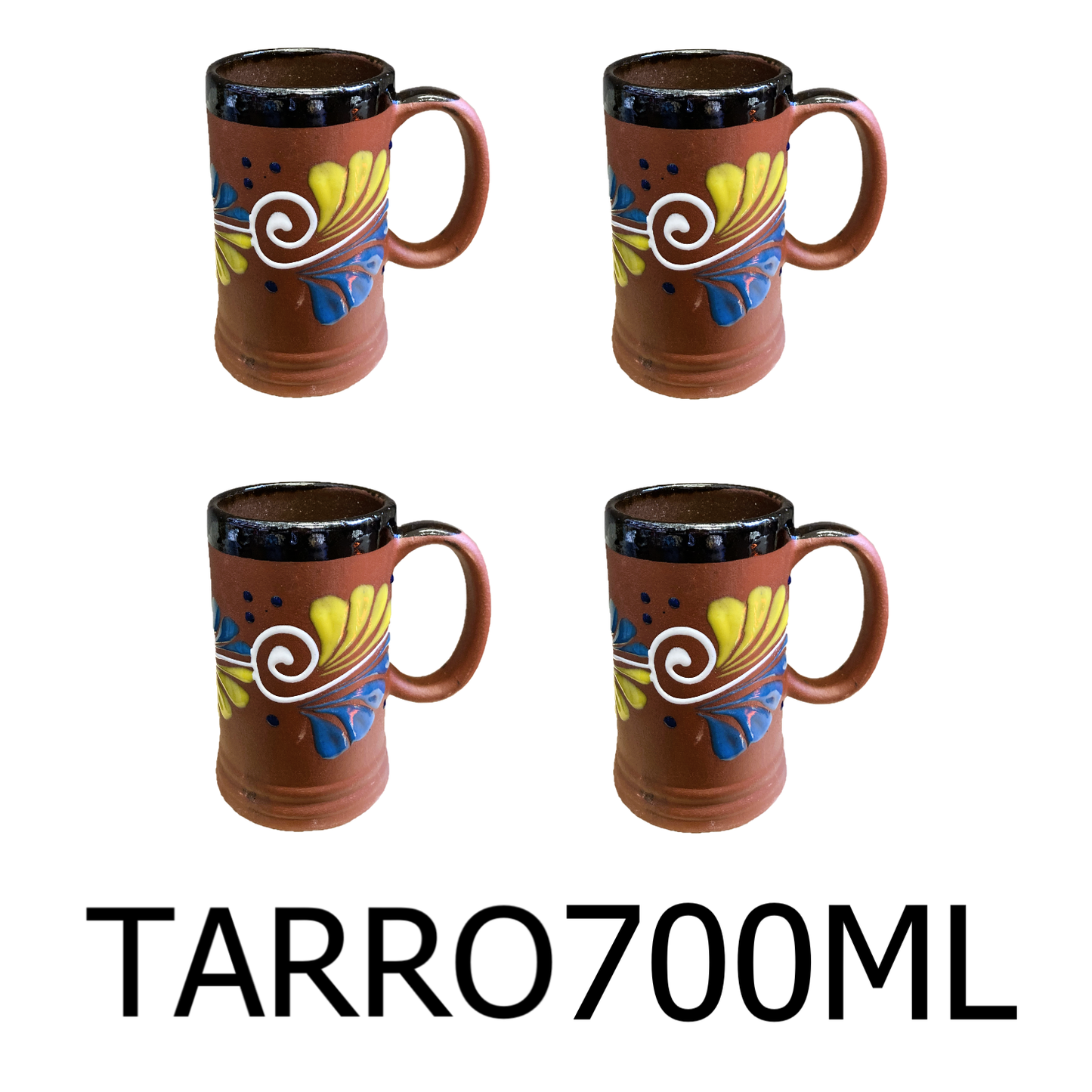 4 PC Brown Handmade Clay Beer Cup Set