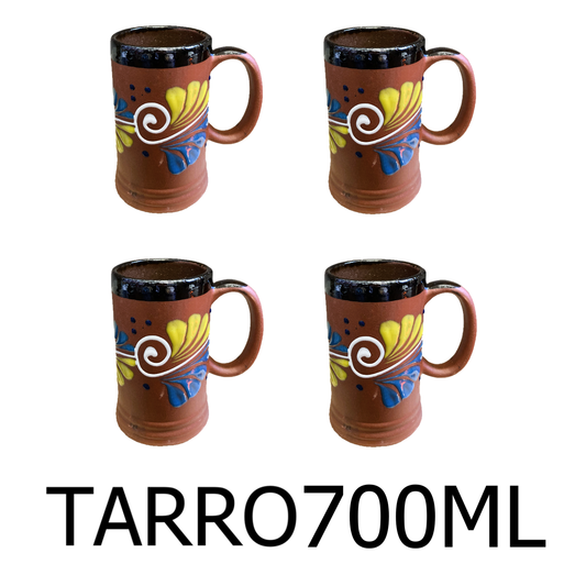 4 PC Brown Handmade Clay Beer Cup Set