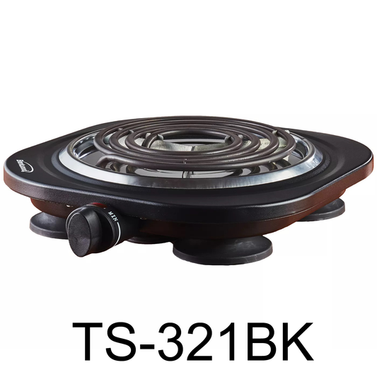Brentwood Black Single Electric Burner Countertop Range Spiral Coil