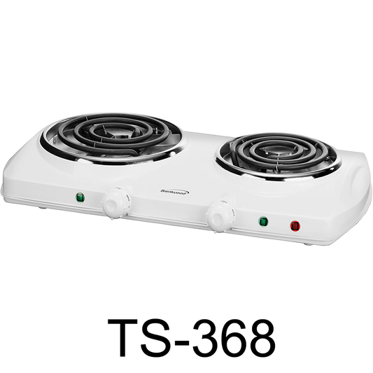 Brentwood White Electric Countertop Range Spiral Coil Double Burners