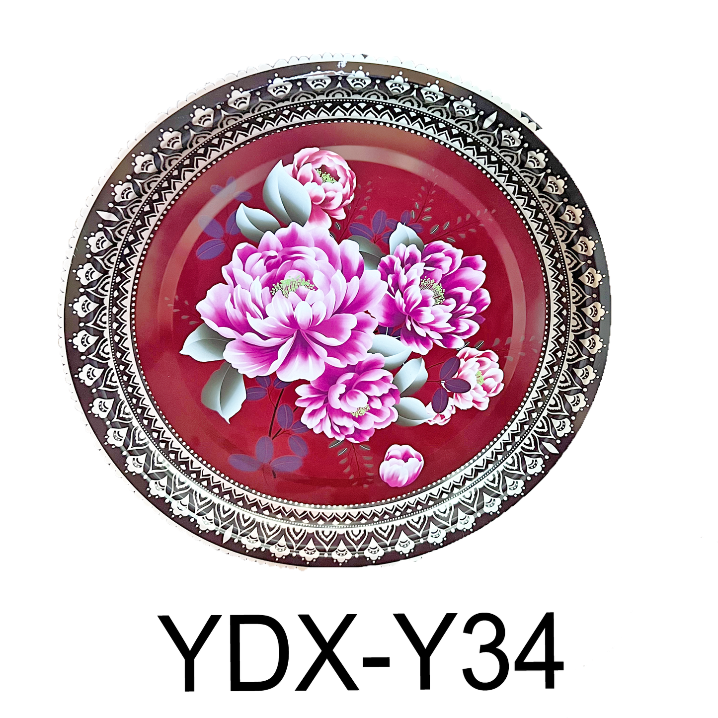 34cm Brown Floral Peony Tray