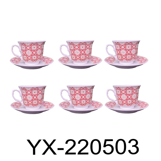 12 PC Scarlet Red Bohemian Tea Set
