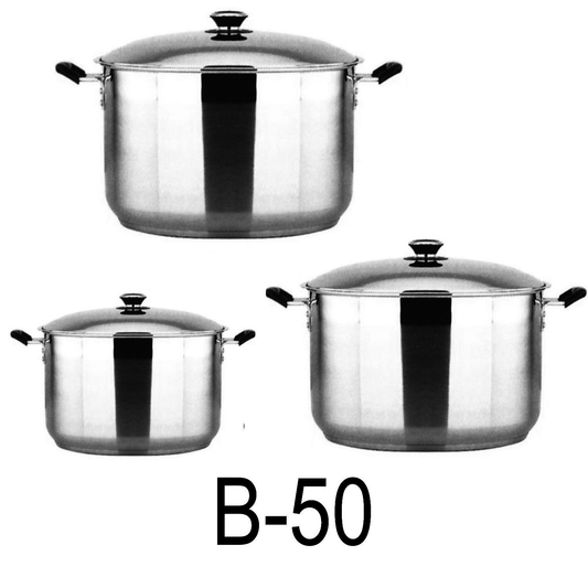 3 PC Stainless Steel 18/10 Induction Stock Pot