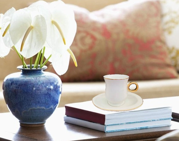 12 PC White & Gold Coffee/Tea Cup