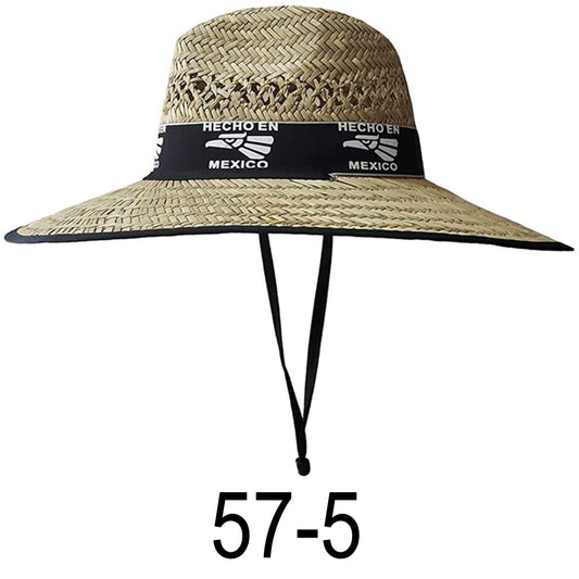 Black Hecho EN Mexico Print Straw Hat / Sun Hat / Wide Brim Summer Lifeguard / Beach Outdoor Travel Hat