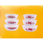 6 PC Pink Floral Enamel Salad Bowl Set