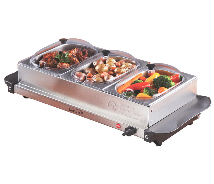 4.5 QT Electric 3 Pan Buffet Server and Warming Tray