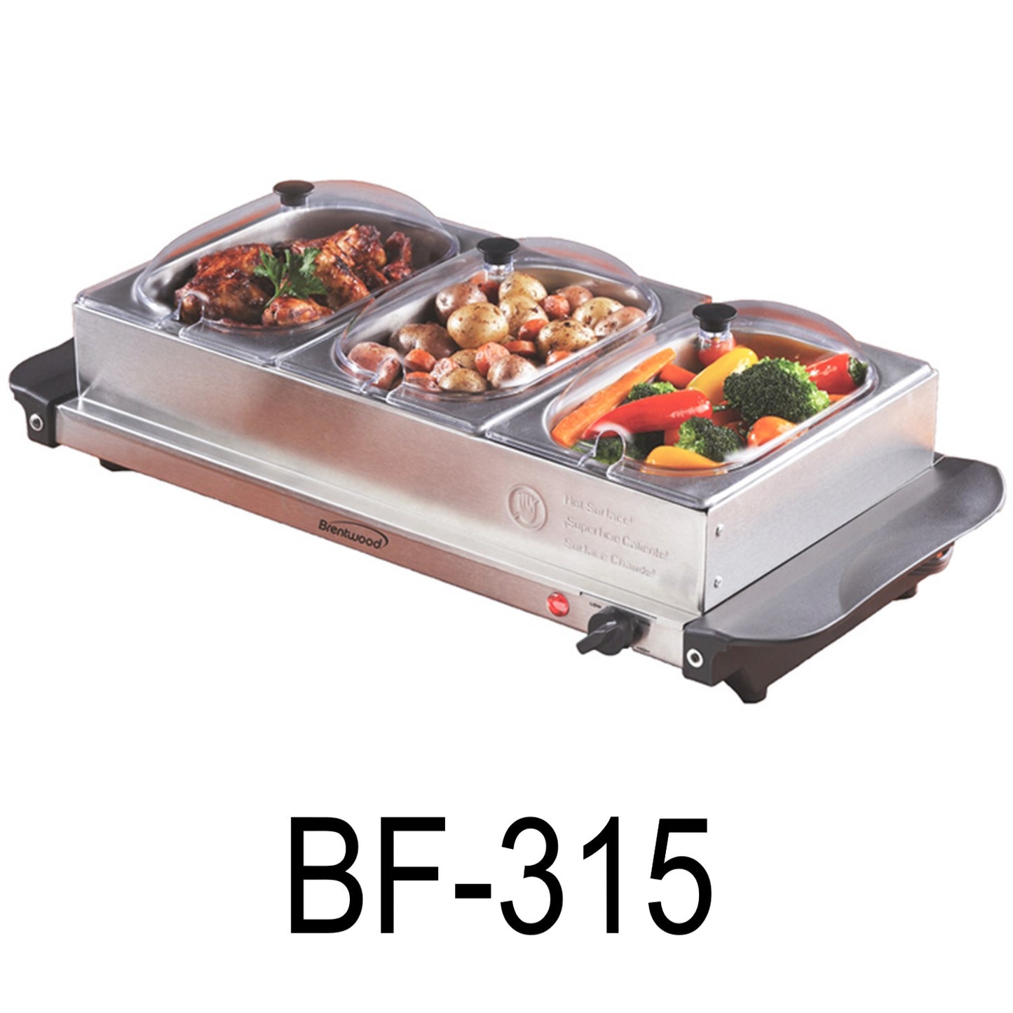 4.5 QT Electric 3 Pan Buffet Server and Warming Tray