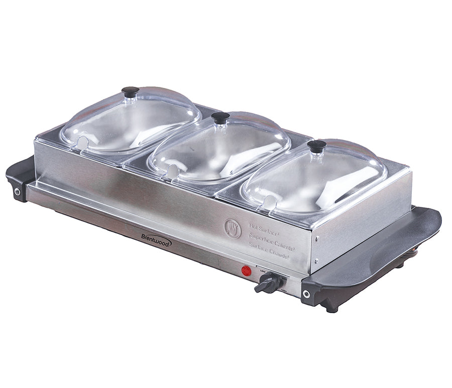 4.5 QT Electric 3 Pan Buffet Server and Warming Tray