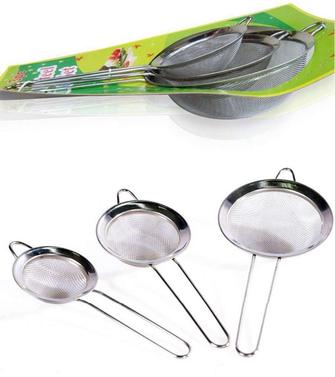 3PC Stainless Steel Stainer Set-LARGE