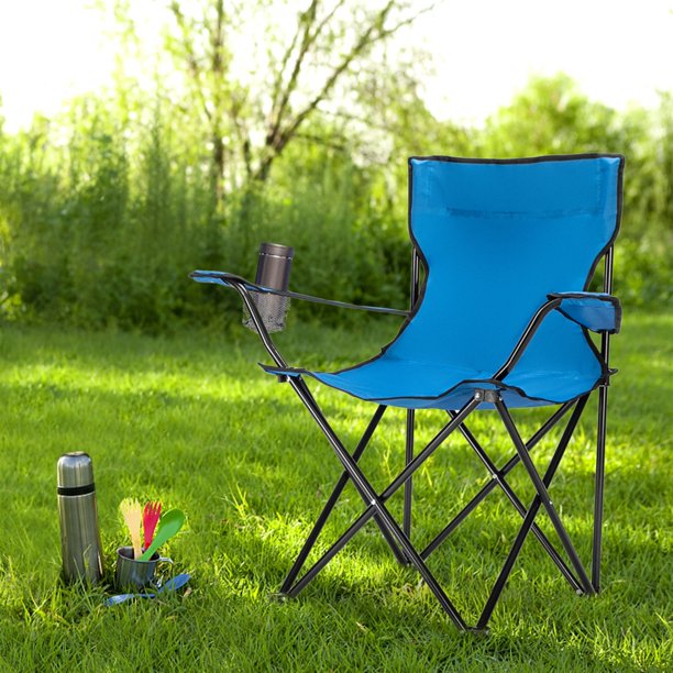 Blue Foldable Camping Chair with Carry Bag