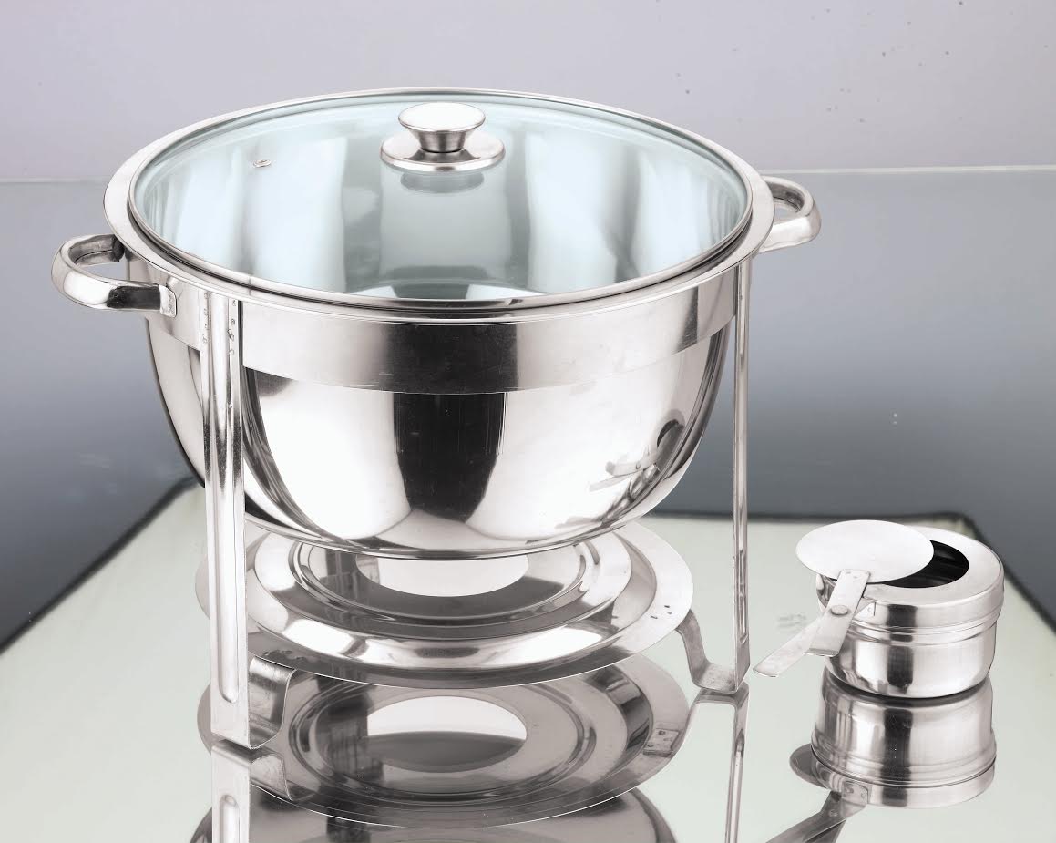 8.5 QT Round Stainless Steel Chafing With Glass Lid