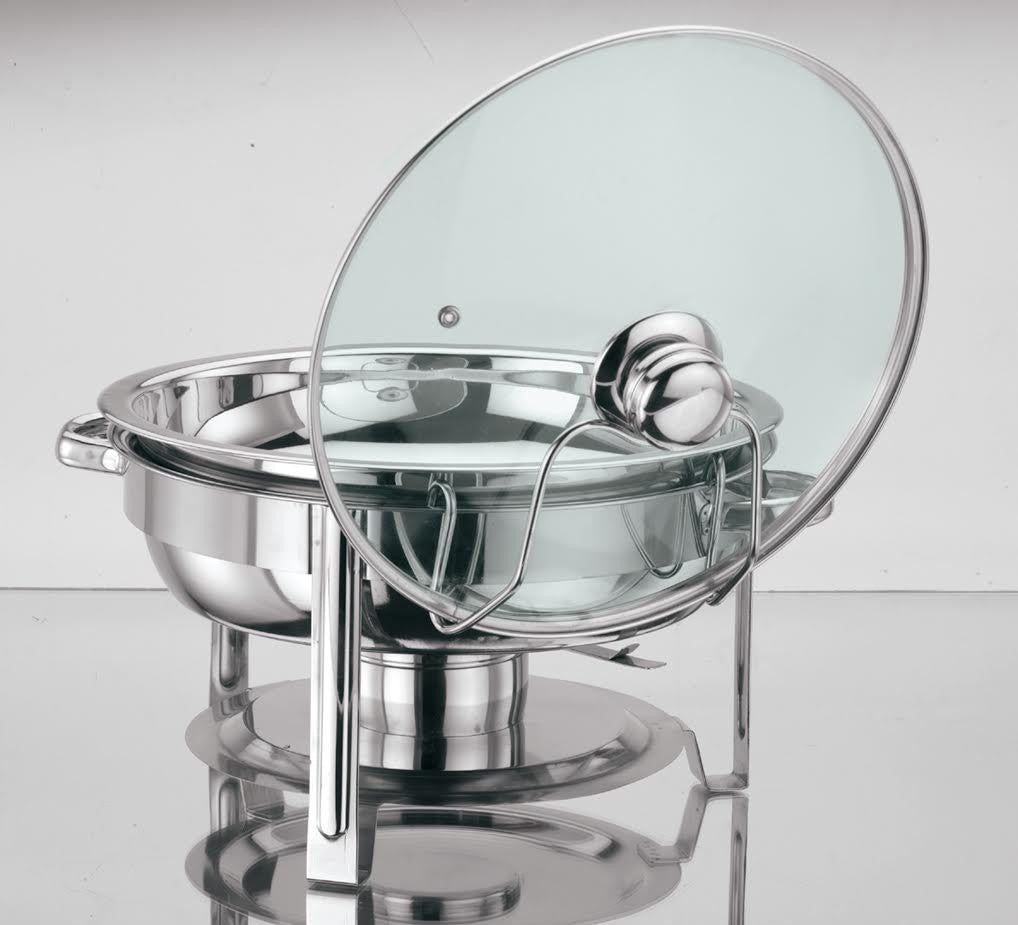 8.5 QT Round Stainless Steel Chafing With Glass Lid