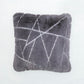 Charcoal Silver Lines Faux Fur Fluffy Extra Soft Throw Pillow