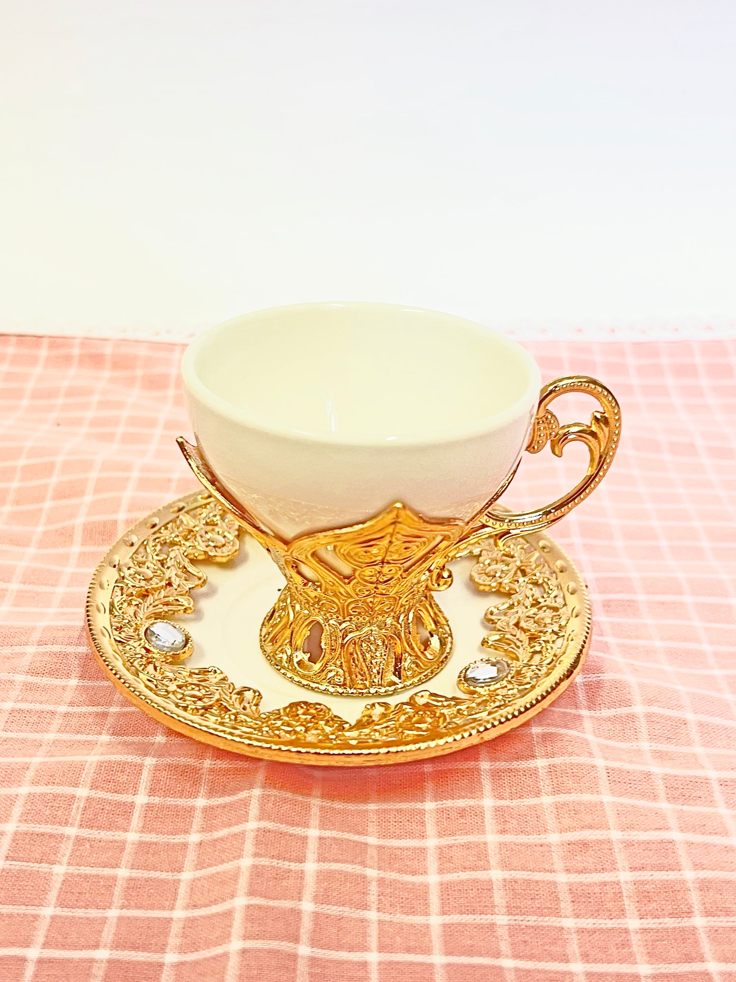 12 PC White & Gold Fancy Coffee Cup Set