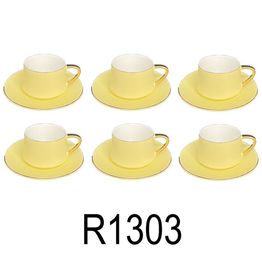 12 PC Matte Yellow & Gold Coffee Set