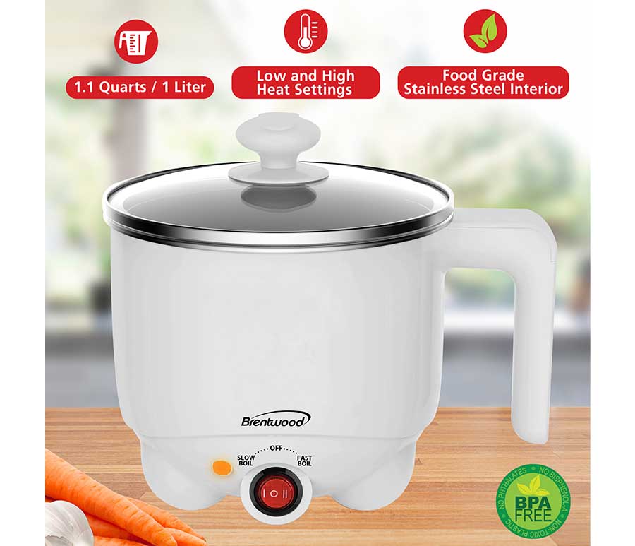 1.1 QT Brentwood White Electric Hot Pot