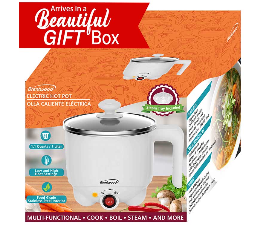 1.1 QT Brentwood White Electric Hot Pot – R & B Import