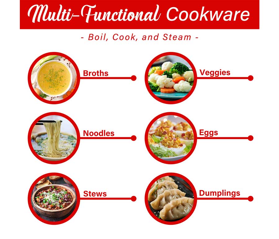 1.3 QT Cordless Electric Hot Pot Cooker & Food Steamer
