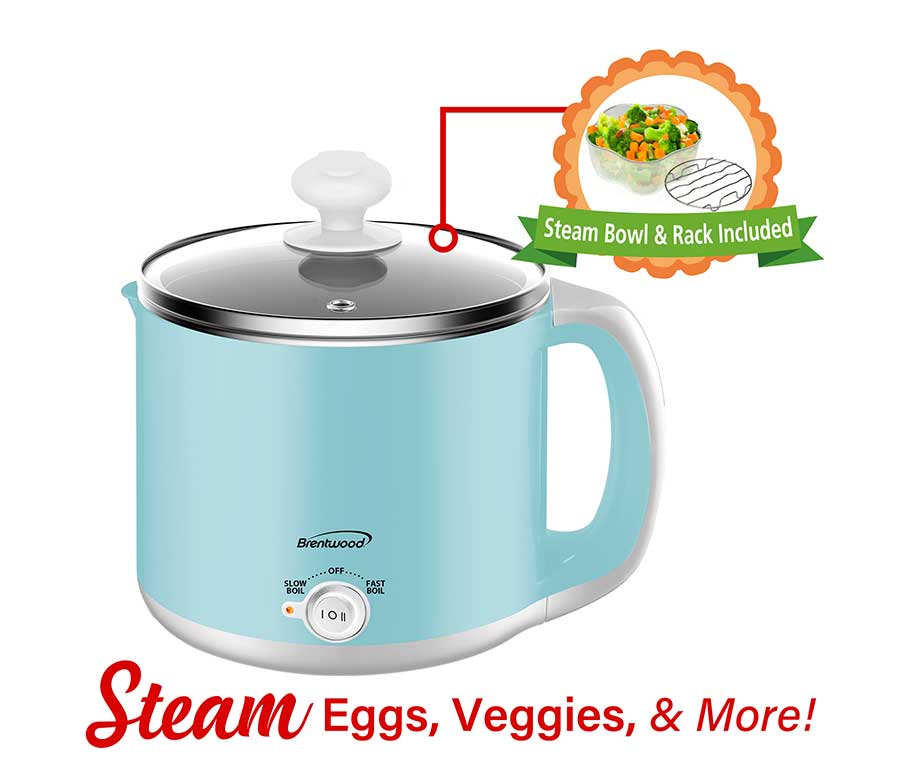 1.6 QT Blue Electric Hot Pot Cooker & Food Steamer – R & B Import