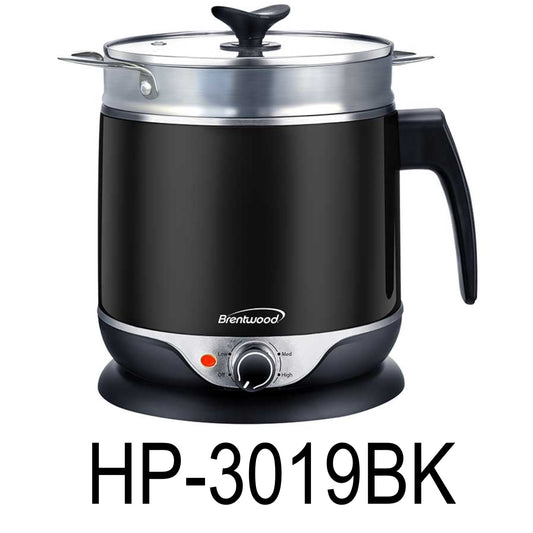 1.9 QT Cordless Electric Hot Pot Cooker & Food Steamer