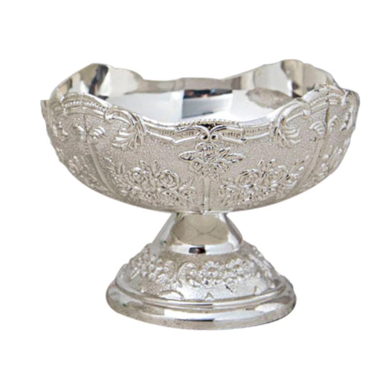 Large Silver Plated Metal Fruit Bowl