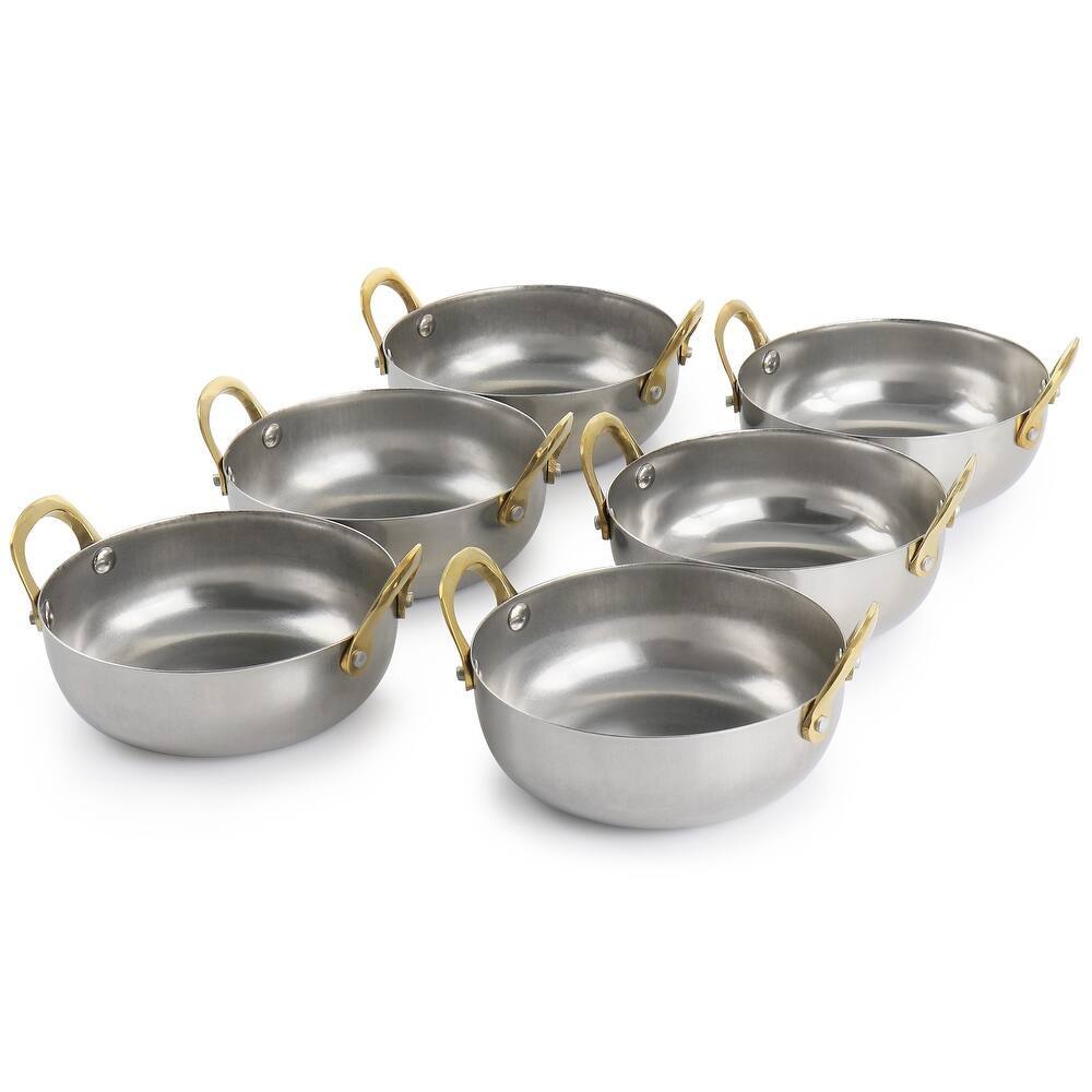 6 PC Mini Vintage Au Gratin Pan Set with Brass Handle