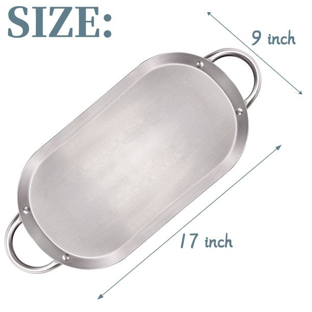 17" Oval Stainless Steel Fry Pan Comal