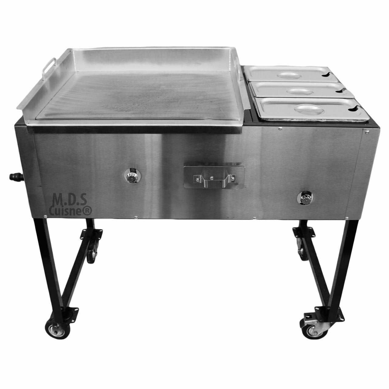 Stainless Steel Taco Cart With 3 Warmer Chafer