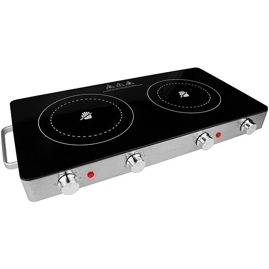 Double Infrared Electric Countertop Burner With Timer