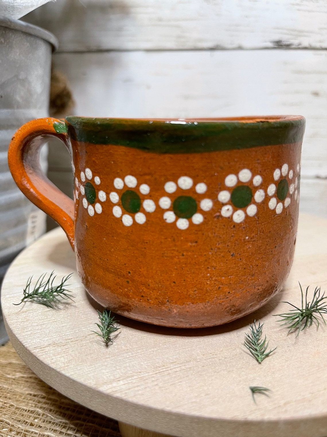 Mexican Handmade Clay Coffee Cup “Mis Raíces” - Jarrito/taza de barro cafetero