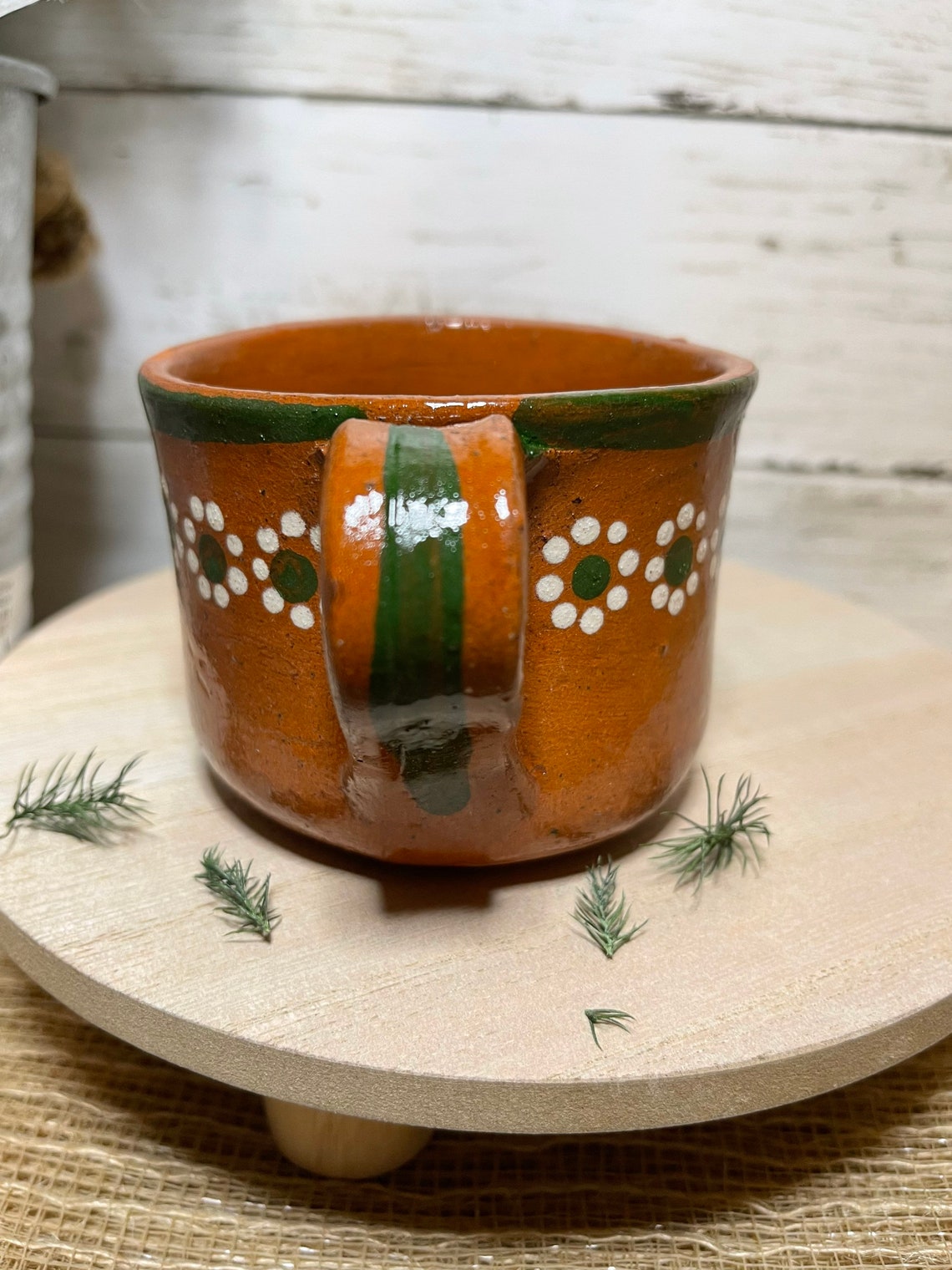 Mexican Handmade Clay Coffee Cup “Mis Raíces” - Jarrito/taza de barro cafetero