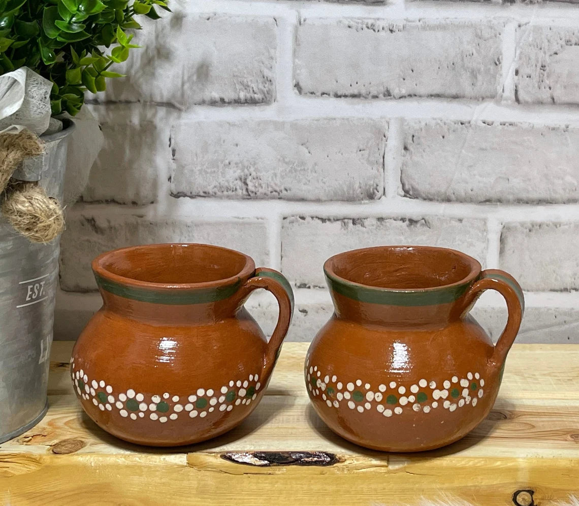 4 PC Brown Handmade Clay Mug Set