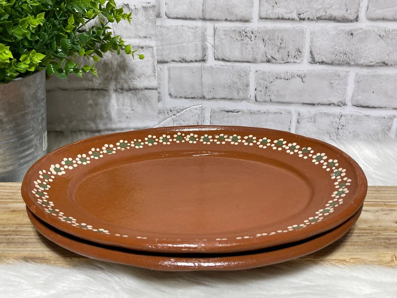 28cm Brown Oval Clay Plate - Plato Ovalado de Barro