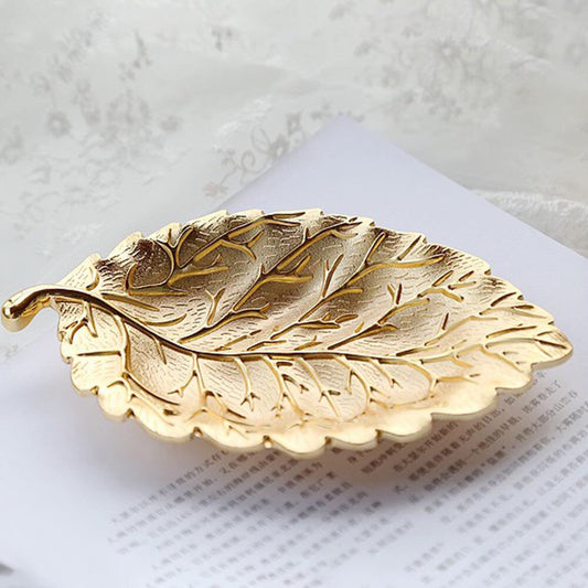 European Style Large Metal Leaf Shape Dried Fruit Dish Snack Plate