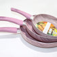 3 PC Pink Non Stick Frying Pan Set