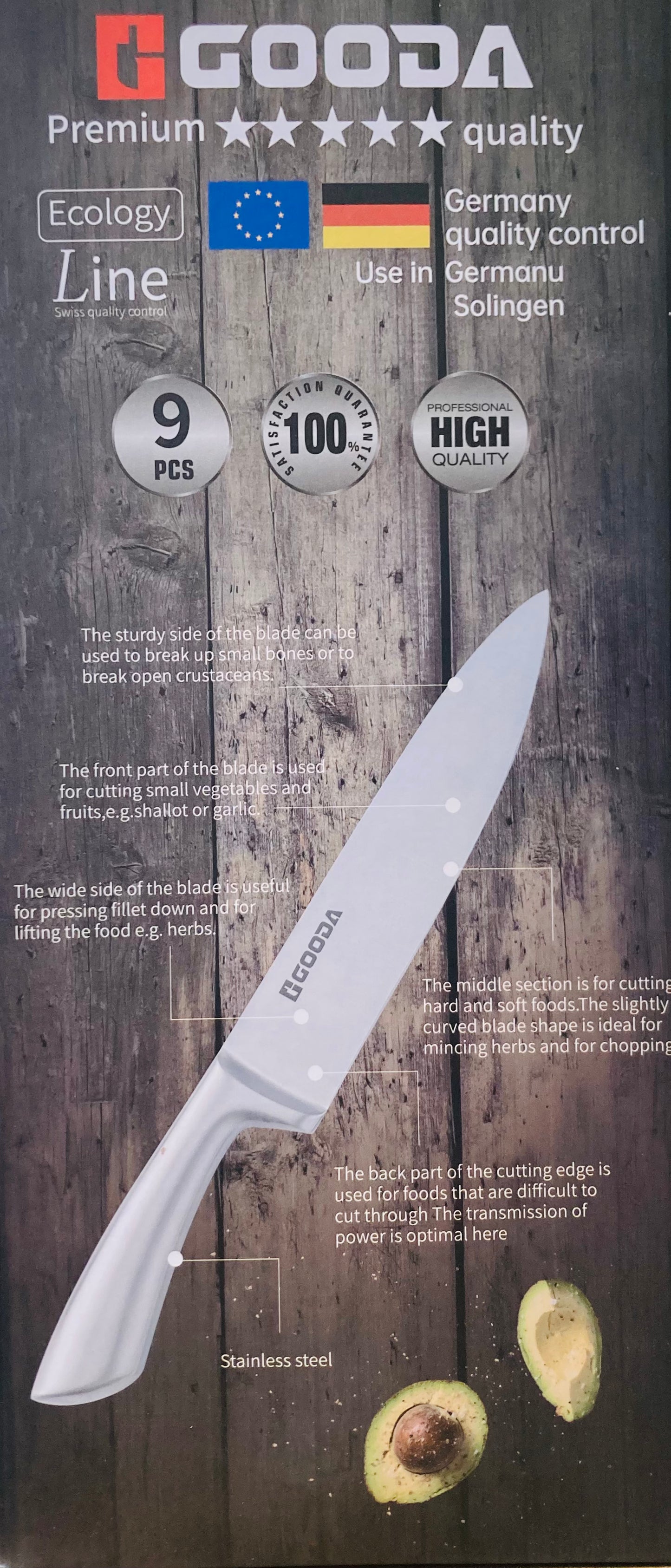 9 PC Professional High Quality Knife Set